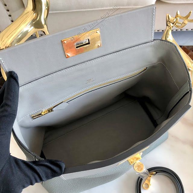 Hermes包包 愛馬仕Hermes Kelly2424 亞麻藍 togo小牛皮 半手工制 Hermes休閒女款手提包  am1923